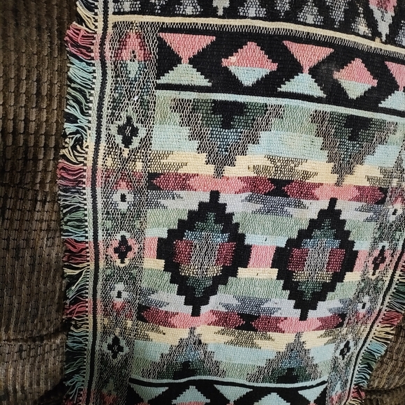 Aztec Boho Tapestry Wall Hanging Decor Multi Colored 34x19in Clean Beautiful - Picture 3 of 9